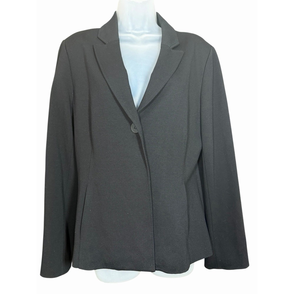 Eileen Fisher Women's Large Black Stretch Blazer Silk Lined Italian Fabric Quiet
